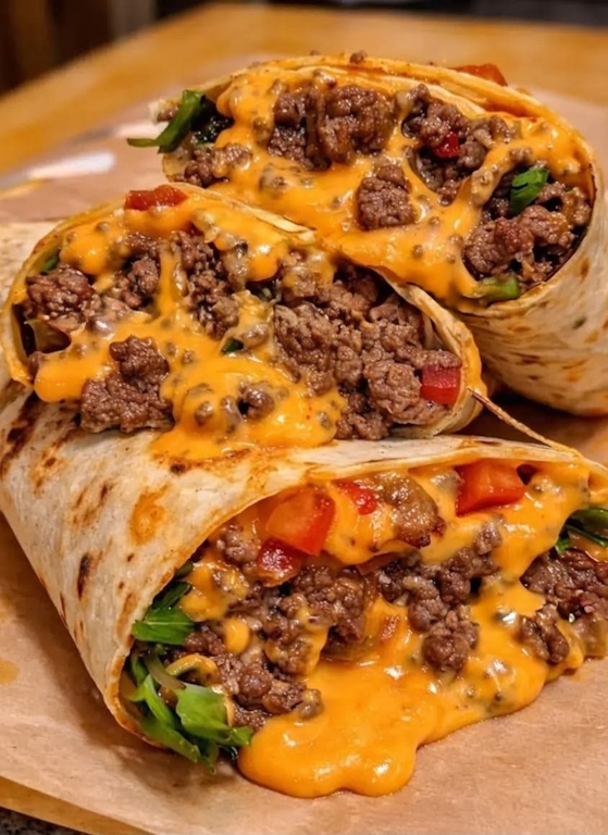 Saftige Hackfleisch-Käse-Wraps